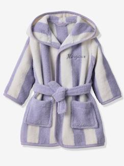 Linge de maison et décoration-Peignoir de bain Bébé rayures TRANSAT capsule famille personnalisable, avec coton recyclé