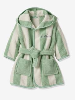 -Peignoir de bain Bébé rayures TRANSAT capsule famille personnalisable, avec coton recyclé