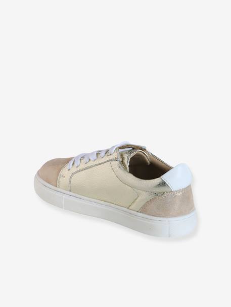 Baskets enfant fille en cuir à lacets beige imprimé+or 11 - vertbaudet enfant 