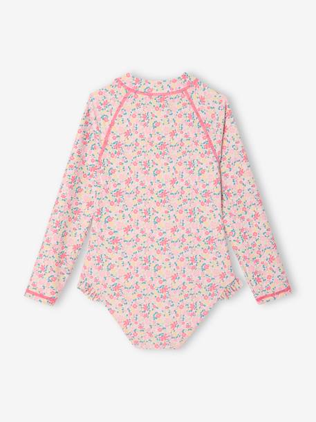Maillot de bain fille à manches longues rose imprimé 3 - vertbaudet enfant 