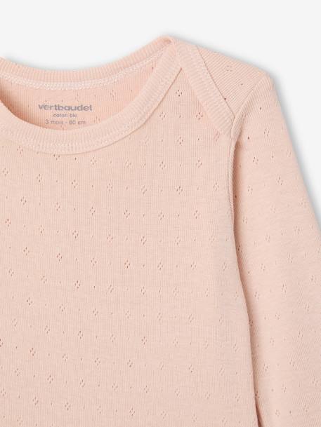 Lot de 2 bodies bébé manches longues en maille pointelle rose pâle 6 - vertbaudet enfant 
