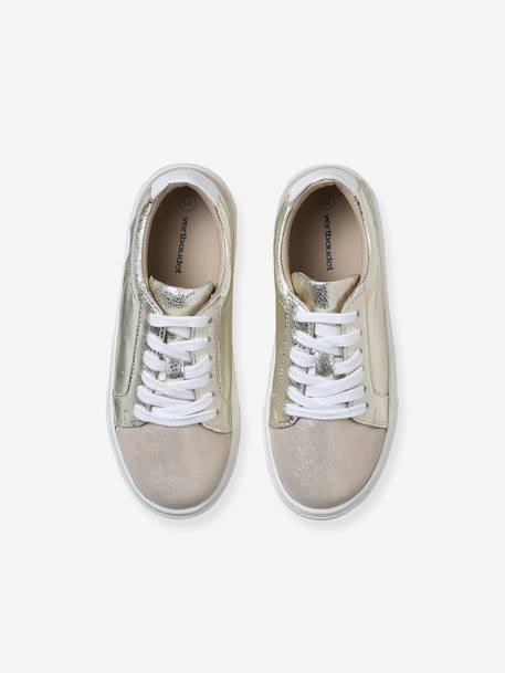 Baskets enfant fille en cuir à lacets beige imprimé+or 12 - vertbaudet enfant 