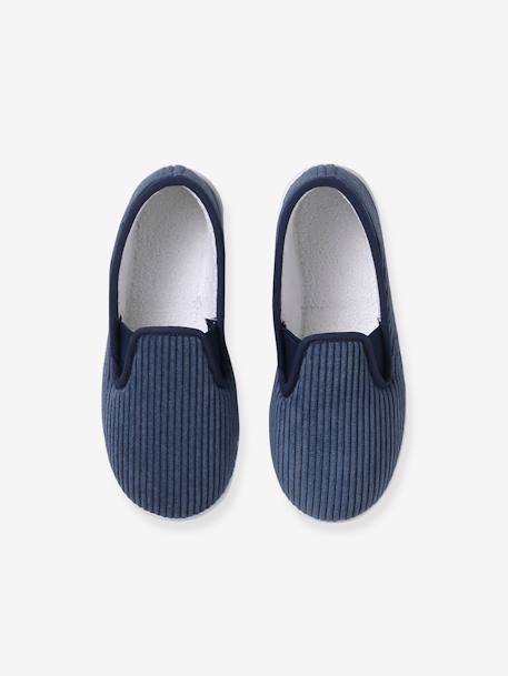 Chaussons velours élastiqués enfant - Fabriqués en France gris+marine 8 - vertbaudet enfant 