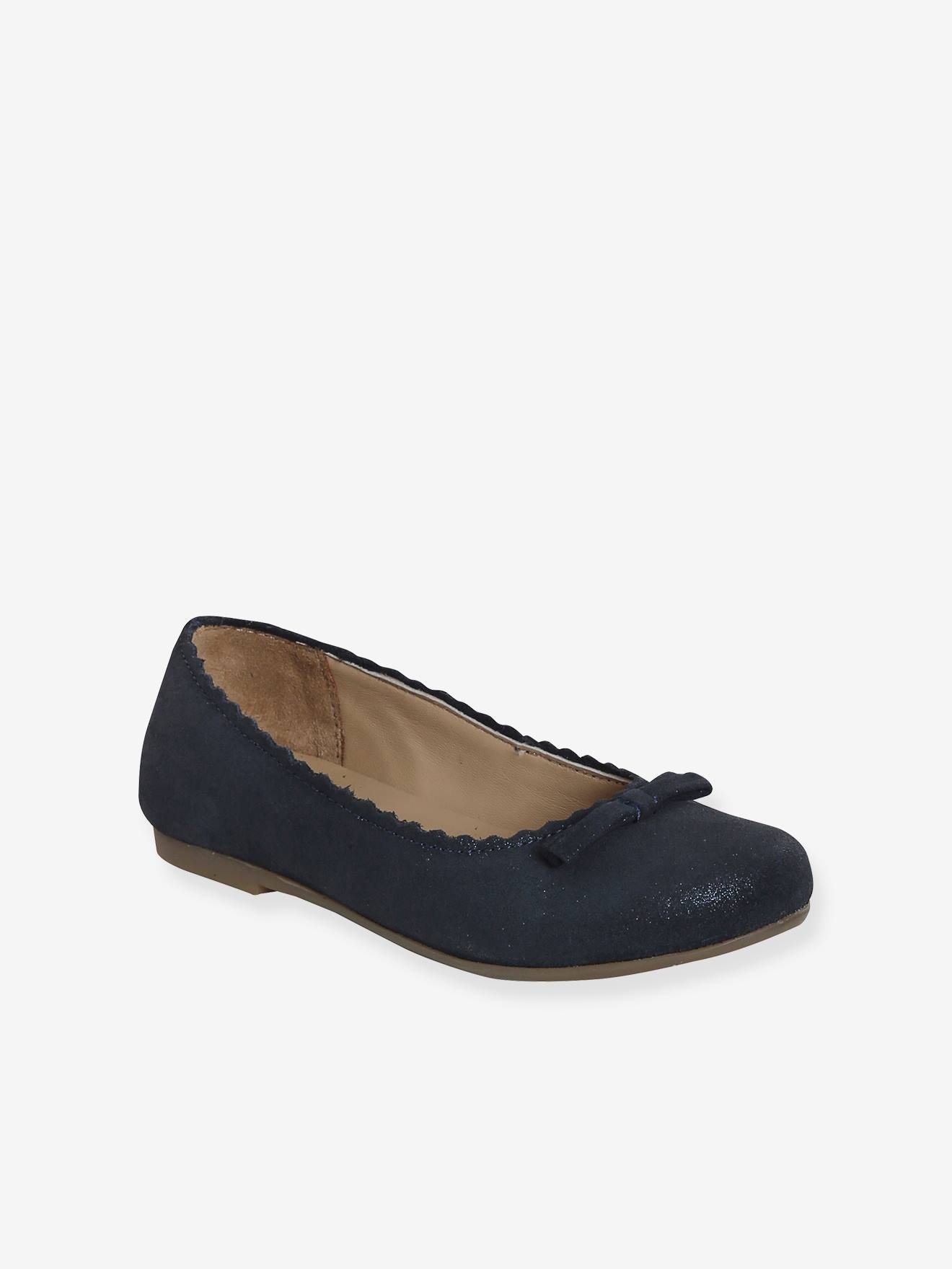 Vertbaudet Ballerines Pour Fille – Cuir – Semelle Antidérapante – Élastique Cou-de-pied – Taille 24 à 30
