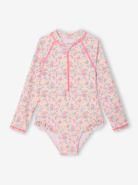 Maillot de bain fille à manches longues rose imprimé 2 - vertbaudet enfant 