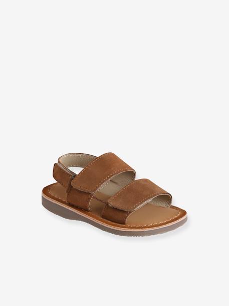 Sandales scratchées cuir bébé camel 1 - vertbaudet enfant 