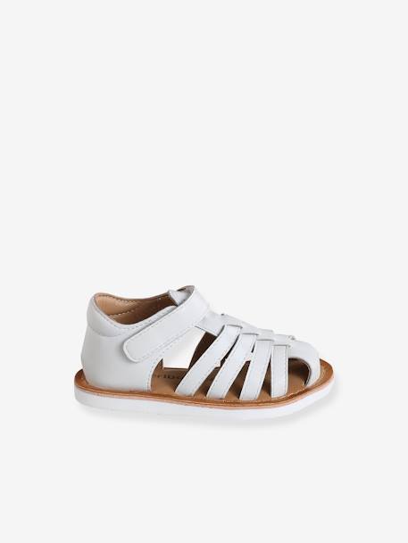 Sandales scratchées cuir bébé bout fermé blanc+lot rose 6 - vertbaudet enfant 