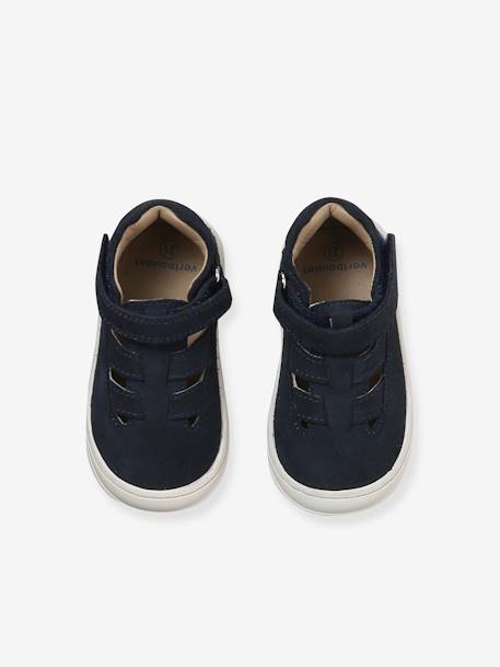Chaussures premiers pas bébé à scratchs kaki+marine 9 - vertbaudet enfant 