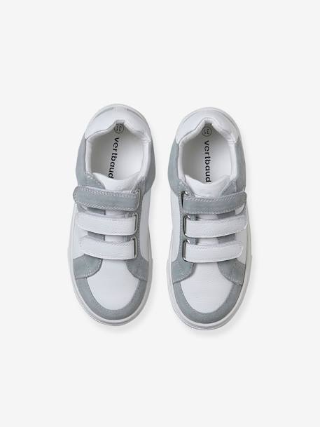 Baskets scratchées cuir enfant blanc+framboise 4 - vertbaudet enfant 
