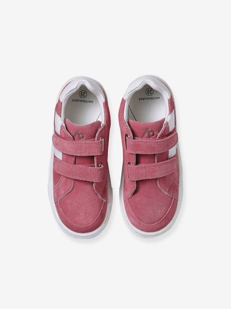 Baskets scratchées cuir enfant collection maternelle blanc+framboise 11 - vertbaudet enfant 
