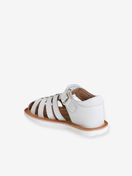 Sandales scratchées cuir bébé bout fermé blanc+lot rose 3 - vertbaudet enfant 