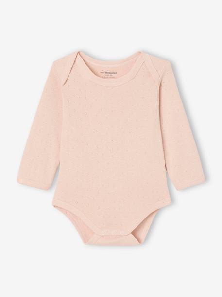Lot de 2 bodies bébé manches longues en maille pointelle rose pâle 3 - vertbaudet enfant 