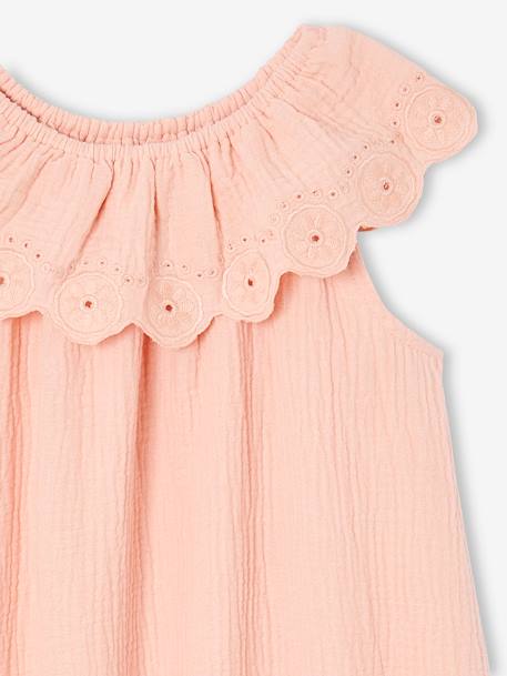 Robe de cérémonie avec collerette brodée fille rose pâle 3 - vertbaudet enfant 