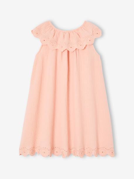 Robe de cérémonie avec collerette brodée fille rose pâle 2 - vertbaudet enfant 