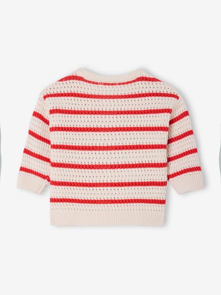 Gilet maille ajourée bébé rayé rouge 4 - vertbaudet enfant 