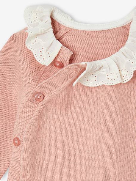 Pull naissance fille col en broderie anglaise rose 3 - vertbaudet enfant 