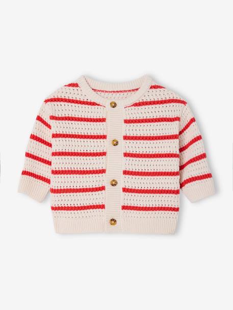 Gilet maille ajourée bébé rayé rouge 3 - vertbaudet enfant 
