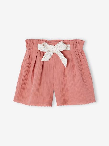 Short en gaze de coton fille bleu clair+blush+vieux rose 7 - vertbaudet enfant 