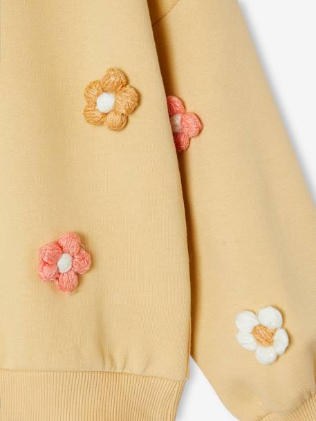 Sweat fille fleurs 3D tricotées jaune d'or 3 - vertbaudet enfant 