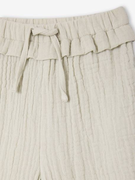 Pantalon bébé fille en gaze de coton écru+vert de gris+vieux rose 7 - vertbaudet enfant 