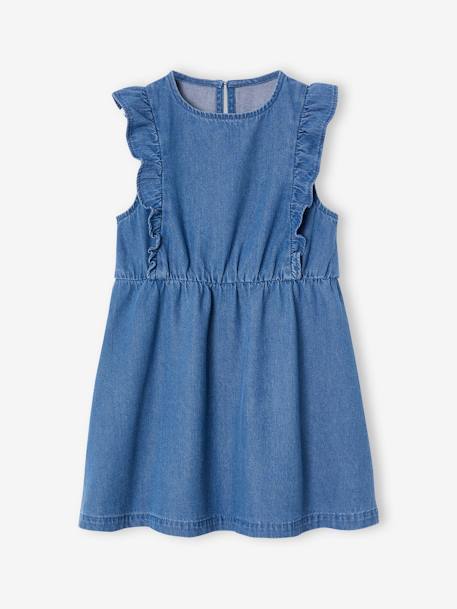 Robe fille denim manches à volants stone 2 - vertbaudet enfant 