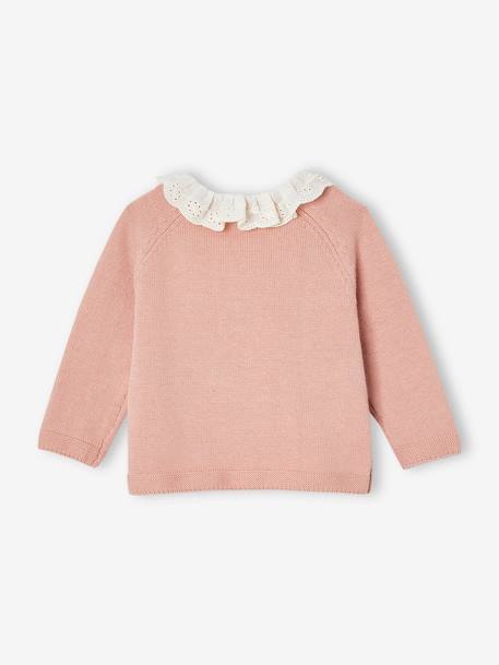 Pull naissance fille col en broderie anglaise rose 2 - vertbaudet enfant 