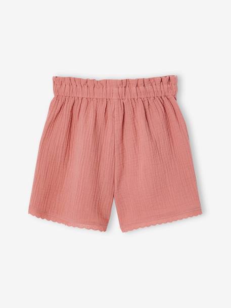 Short en gaze de coton fille bleu clair+blush+vieux rose 8 - vertbaudet enfant 