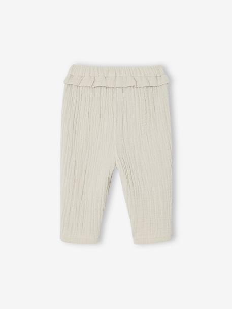 Pantalon bébé fille en gaze de coton écru+vert de gris+vieux rose 6 - vertbaudet enfant 