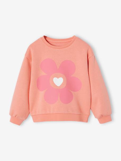 Sweat fille motif imprimé corail+pivoine+vanille+violet 1 - vertbaudet enfant 