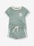 Ensemble bébé tee-shirt + short en éponge bleu grisé+rayé bleu+taupe 1 - vertbaudet enfant 