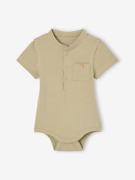 Lot de 2 bodies naissance col mao kaki 5 - vertbaudet enfant 