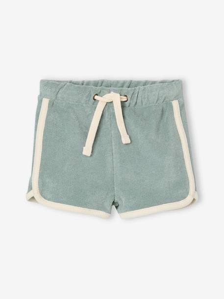 Ensemble bébé tee-shirt + short en éponge bleu grisé+rayé bleu+taupe 3 - vertbaudet enfant 
