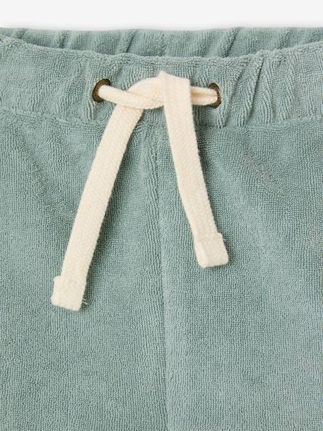 Ensemble bébé tee-shirt + short en éponge bleu grisé+rayé bleu+taupe 6 - vertbaudet enfant 