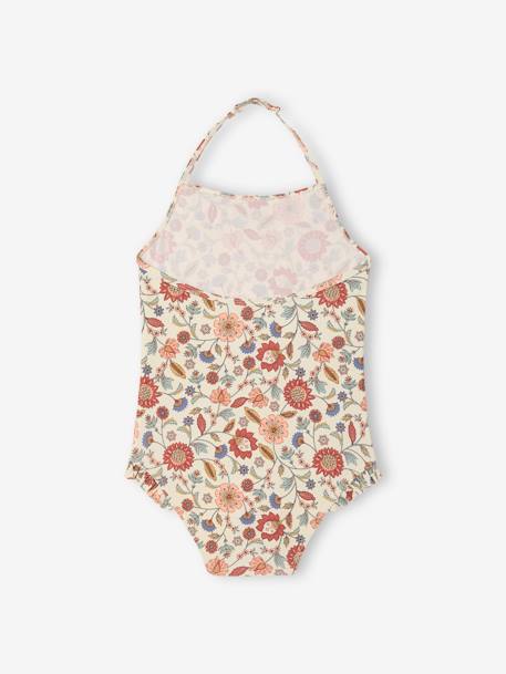 Maillot de bain fille 1 pièce noué à la nuque écru imprimé 3 - vertbaudet enfant 