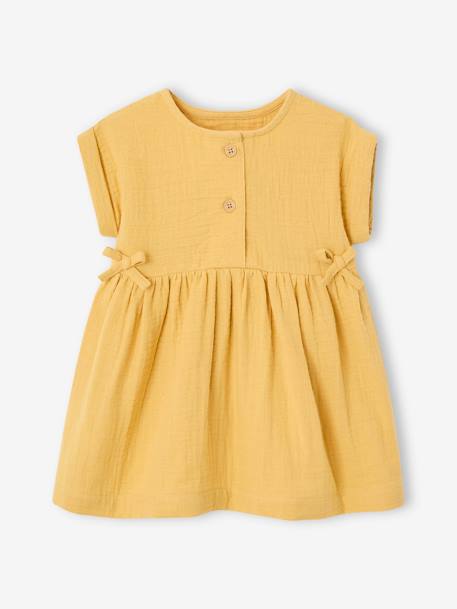 Robe bébé en gaze de coton ocre+vert 2 - vertbaudet enfant 