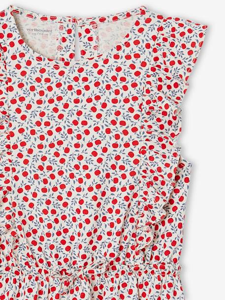 Robe fille imprimée manches volantées vanille+vert émeraude 3 - vertbaudet enfant 