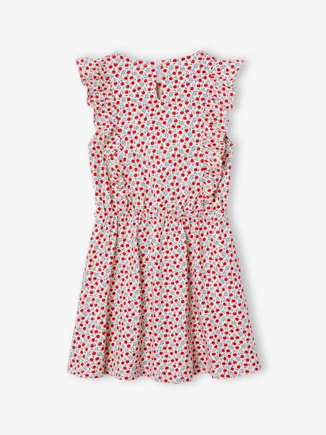 Robe fille imprimée manches volantées vanille+vert émeraude 2 - vertbaudet enfant 