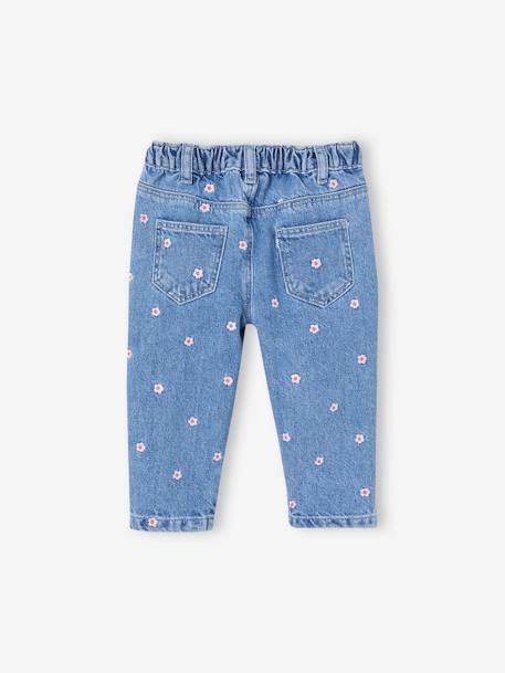 Jean bébé fille mom brodé stone 4 - vertbaudet enfant 