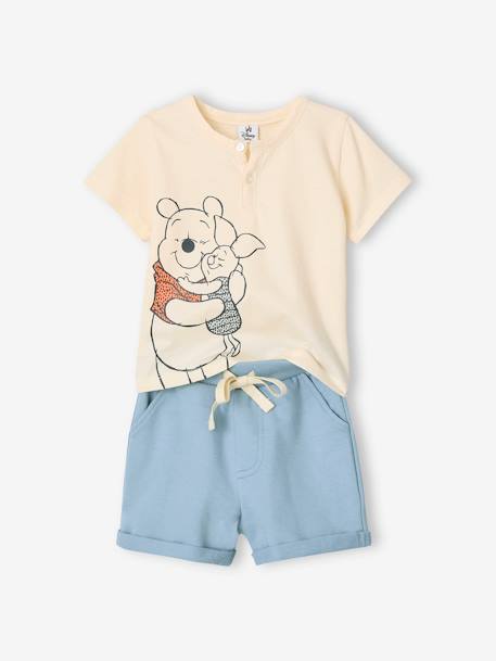 Ensemble Disney Winnie L'ourson bébé tee-shirt tunisien + short bleu chambray 1 - vertbaudet enfant 