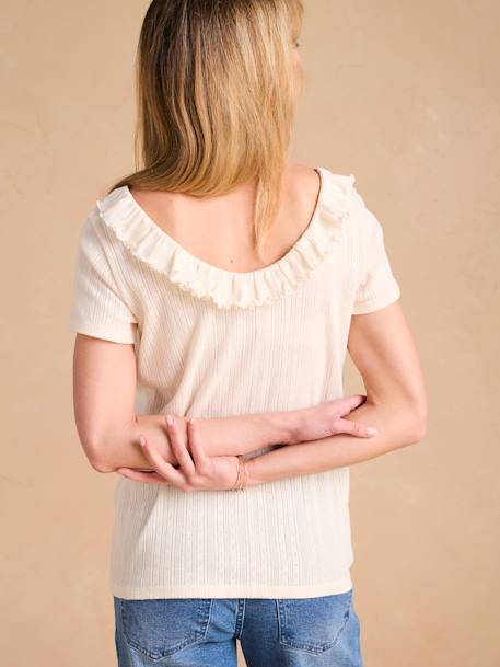 T-shirt en maille pointelle grossesse décolleté dos beige chiné 4 - vertbaudet enfant 