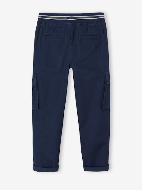 Pantalon droit cargo droit morphologique tour de hanches médium bleu nuit+sable 4 - vertbaudet enfant 