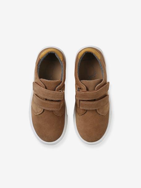 Derbies garçon cuir à scratchs beige+marine+MARRON MOYEN UNI 16 - vertbaudet enfant 