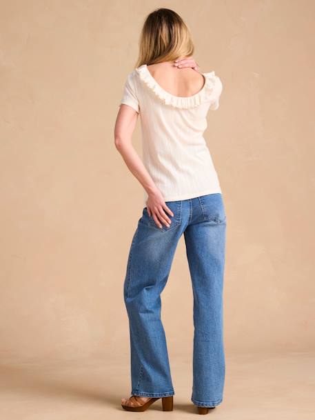 T-shirt en maille pointelle grossesse décolleté dos beige chiné 5 - vertbaudet enfant 