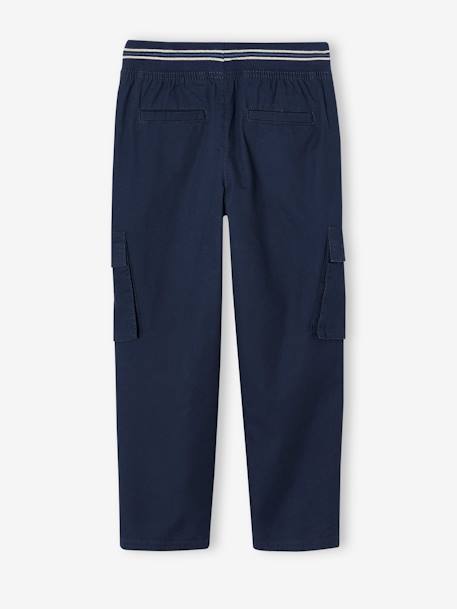 Pantalon droit cargo droit morphologique tour de hanches médium bleu nuit+sable 3 - vertbaudet enfant 
