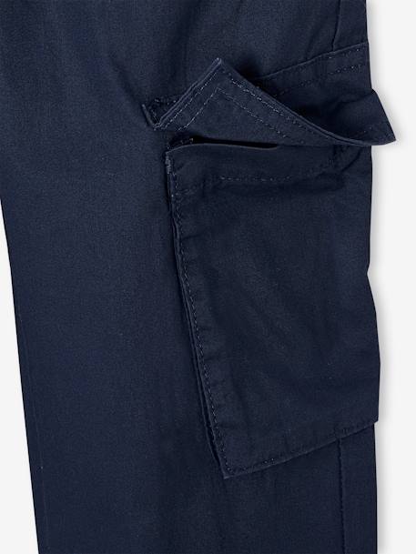 Pantalon droit cargo droit morphologique tour de hanches médium bleu nuit+sable 5 - vertbaudet enfant 