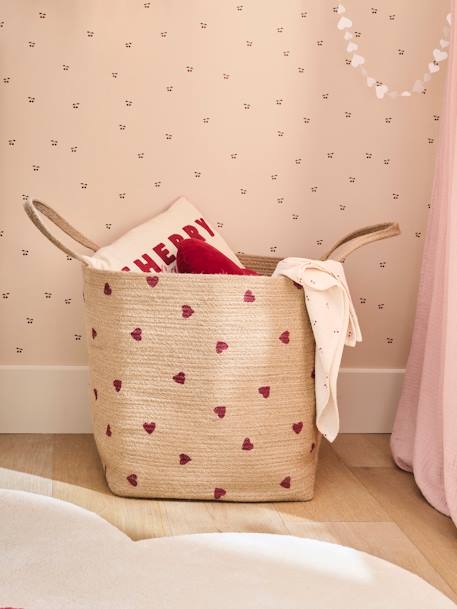 Panier de rangement XL coeur en jute CHERRY beige 1 - vertbaudet enfant 