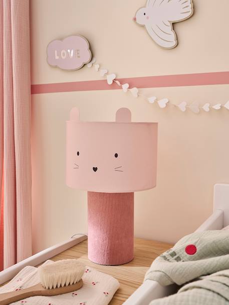 Lampe à poser tête d'animal et pied en velours rose 1 - vertbaudet enfant 