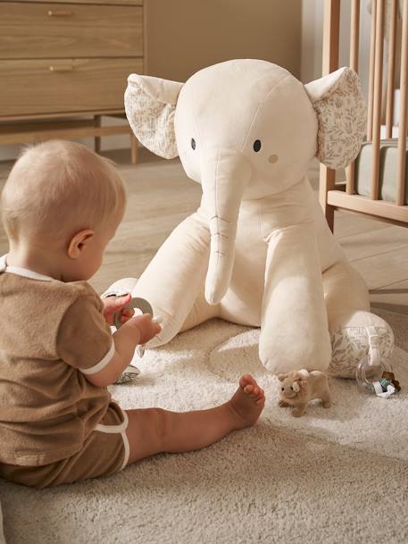 Grande peluche éléphant d'activités BABYLON beige 1 - vertbaudet enfant 