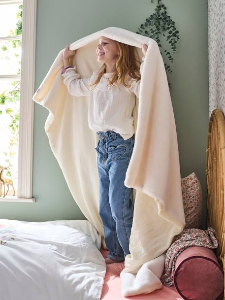 Plaid bi-matière beige 3 - vertbaudet enfant 