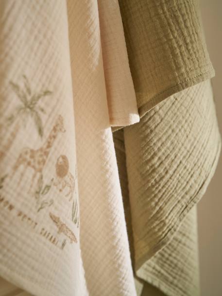 Lot de 3 langes en gaze de coton BABYLON beige imprimé 5 - vertbaudet enfant 